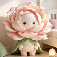Patung Resin Karakter Bunga Peony Kartun, Patung Boneka Bunga Kawaii untuk Dekorasi Rumah Dalam Ruangan dan Ornamen Lanskap Taman