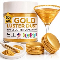 Poudre de paillettes dorées comestibles 20g, qualité alimentaire, végétalien, casher, halal, sans gluten, fabriqué en Chine pour gâteaux, cocktails, pâtisseries et biscuits
