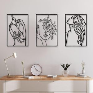 3 Pieces <strong>Metal</strong> Minimalist <strong>Abstract</strong> Woman <strong>Wall</strong> <strong>Art</strong> Line Drawing Decor Hanging <strong>Metal</strong> <strong>Arts</strong> for Living Room Decor - Product Image 2