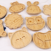 Vaisselle pour enfants avec logo personnalisé des fabricants, ensemble de bols à assiette en bambou à aspiration divisée, bols à salade en bois écologiques pour enfants