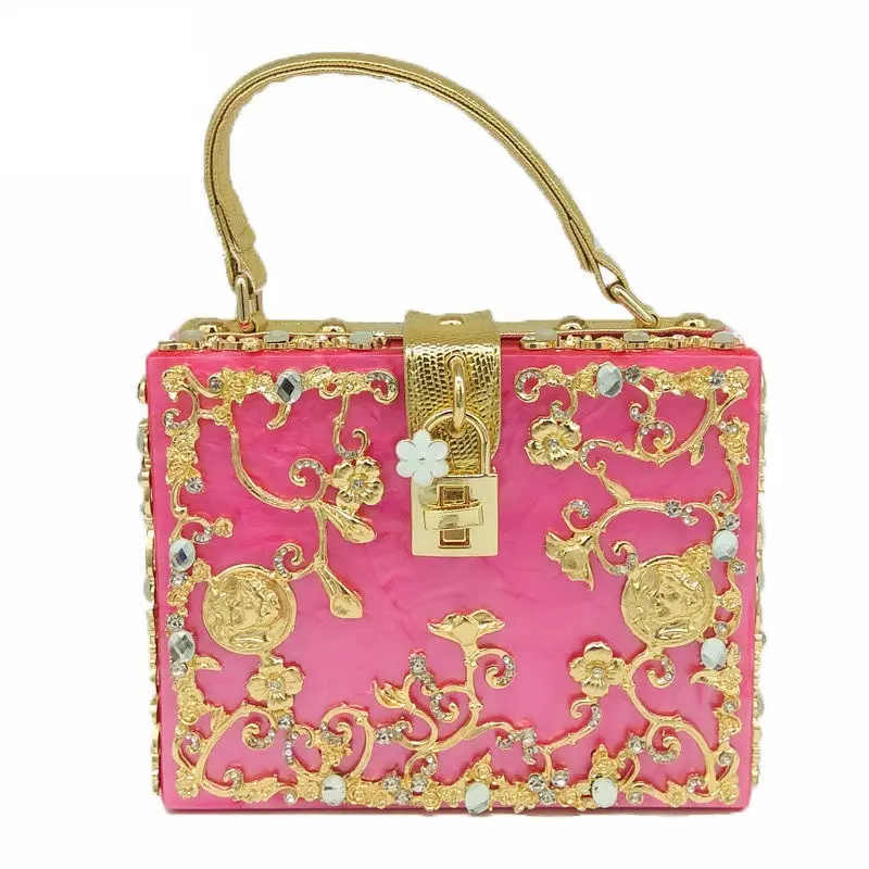 2024 Designer Box evening bags Wedding party diamond flower Clutch Purses Shoulder tote single handbag for women
