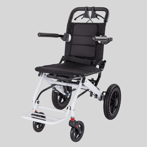 Fauteuil roulant manuel en alliage d'aluminium, portable, léger, aide à la mobilité pour personnes âgées, corps blanc, cadre épaissi - Product Image 1