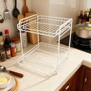 Étagère de rangement de cuisine à 2 niveaux en métal noir, organisateur de bureau polyvalent, étagère de comptoir de cuisine - Product Image 4