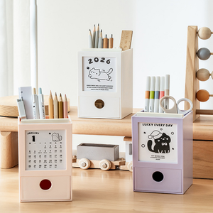 OEM/ODM Cute Student Pen Holder <strong>Calendars</strong> Multifunctional Desk Organizer with Drawers Card <strong>Display</strong> Storage Box Table <strong>Calendars</strong> - Product Image 6
