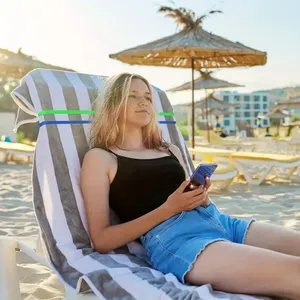Pita handuk kursi pantai silikon merenggang, ikat handuk elastis warna-warni untuk kursi pantai