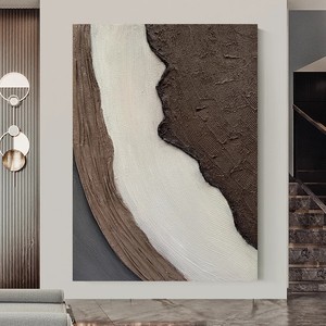 Hand Painted Oil Painting Abstract Textured Art Rectangle Metal <b>Frame</b> Modern Living Room Decorative <b>Wall</b> Art - Product Image 3