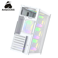 AntarcChill White Mid Tower MicroATX Gaming Case with Tempered Glass Side Panel Front Mesh USB3.0 High Airflow OEM Custom