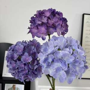 Fiore Artificiale di Ortensia 3D <span class=keywords><strong>Bella</strong></span> in Seta per Decorazioni Alberghiere e Allestimenti Matrimoniali Occidentali, Fiore Blu da Mano - Product Image 3