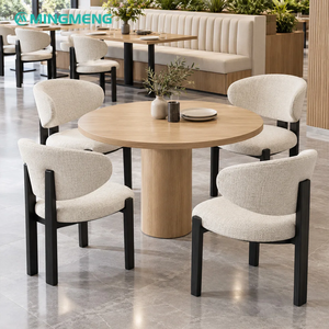 Custom Hospitality Dining Furniture Round Dining Table And <b>Wing</b> <b>Back</b> Dining <b>Chair</b> Set For Hotel Restaurant - Product Image 2