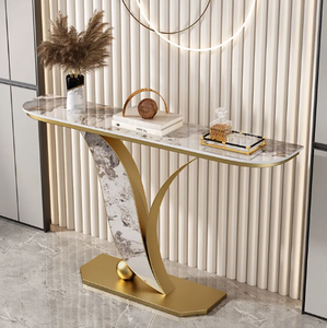 Meubles modernes en acier inoxydable, <span class=keywords><strong>console</strong></span> en marbre, table <span class=keywords><strong>console</strong></span> <span class=keywords><strong>dorée</strong></span> avec miroir - Product Image 1