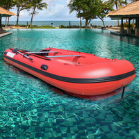 Bateau gonflable rouge-Bateau de pêche portable pour 3 personnes avec pompe à air et rames, léger pour le camping et les sports nautiques