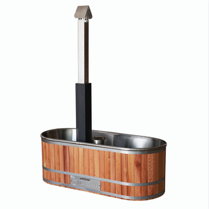 Bain à remous extérieur en bois de séquoia avec revêtement en acier inoxydable 304 pour bain froid - Product Image 5