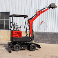 Mini-excavatrice mobile sur roues pour usage agricole avec vérin hydraulique Bosch Rexroth pour le creusement et le repiquage d'arbres