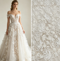 Tissu en dentelle florale géométrique élégante à motif losanges pour robe de mariée, style français, broderie guipure H210