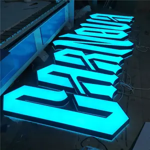 Outdoor Shop Sign Brushed Black Stainless Steel Channel Letter Sign Trim Cap Led Business Sign With RGB Remote Lights