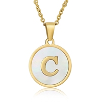 Collar de Moda con Letra, Joyería de Acero Inoxidable, Gargantilla con Inicial de Acero Inoxidable, Collares con Nombre de Letra en Concha para Mujer