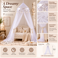 Moustiquaire de lit suspendue pliable en forme de dôme avec franges, rideau de lit en maille légère à porte unique, installation facile, moustiquaire pour enfants