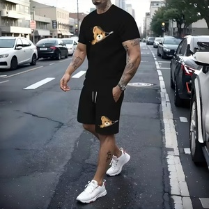 Customized Pattern Regular Fit Quick Dry Polyester Custom Logo Running Men'S Shorts And T-Shirt <b>Set</b> For Men For Gym - Product Image 4