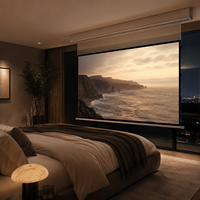 Layar Proyeksi Elektrik Tab Tension 4K Matte White Bermotor Retractable dengan Remote Home Theater 100 120