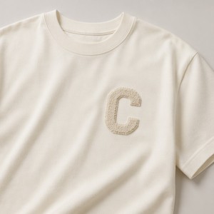 T-shirt en coton surdimensionné avec broderie en chenille personnalisée, style universitaire vintage américain, broderie en tissu éponge pour hommes et femmes - Product Image 3