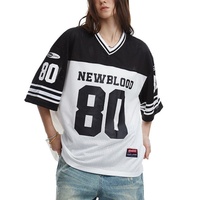 Kaos Rugby V-Neck Sublimasi Logo Kustom, Cepat Kering, Bahan Polyester Mesh Bernapas, Jersey American Football Ukuran Besar
