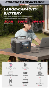 เครื่องกำเนิดไฟฟ้าพลังงานแสงอาทิตย์แบบพกพา สถานีไฟฟ้ากระแสสลับ/กระแสตรง ที่ชาร์จในรถยนต์ แบตเตอรี่ลิเธียมไอออนพลังงานแสงอาทิตย์ ตัวควบคุม MPPT ไฟฉาย สถานีไฟฟ้า - Product Image 5