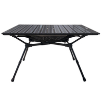 Table de camping pliante portable en alliage d'aluminium à hauteur réglable avec poche de rangement en filet pour pique-nique en extérieur