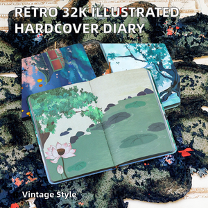 Termal ciltleme baskılı tarzı manzara rengi ile yaratıcı Retro 32K A5 dizüstü iç sayfa illüstrasyon ciltli not defteri - Product Image 3