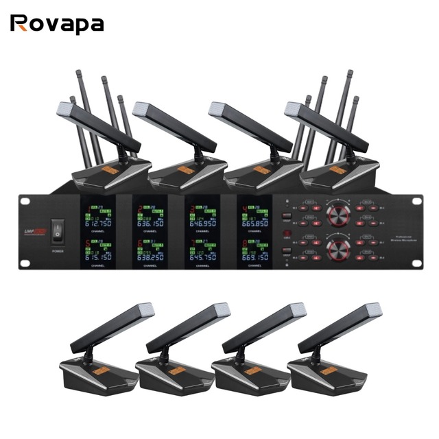 DC-6018F 1X8 Wireless Digital Conference Microphone System Kickstand Mute Function 3-Year Warranty-Room Sound Video Handheld UHF
