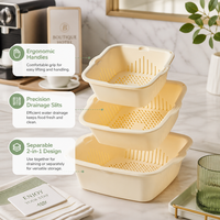 Gadget de cuisine innovant et amusant, bac à laver les légumes et les fruits à double couche, multifonction, grande taille, pour la maison