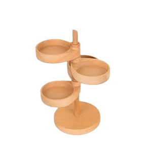 Étagère de rangement rotative multicouche en bois, type rond sur pied, pour organisateur de bureau, couleur bois de noyer - Product Image 5