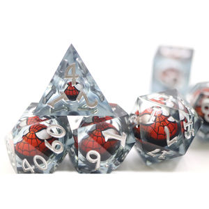 Jeu de dés de jeu de rôle Yushun 7 pièces en résine rouge avec des chiffres blancs, jeu de dés de plateau sur le thème de <span class=keywords><strong>Spiderman</strong></span> - Product Image 6