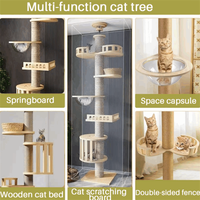 Arbre à chat en bois de haute qualité, du sol au plafond, avec hamac et griffoir en corde de sisal
