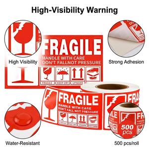 Autocollants en papier fragile personnalisés <span class=keywords><strong>Antac</strong></span> avec code-barres pour l'expédition, autocollants imperméables à impression couleur, étiquettes d'avertissement pour l'emballage - Product Image 4