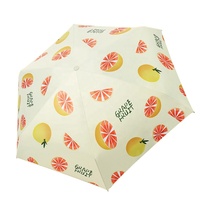 Groothandel handmatige pongee UV-beschermende zakformaat draagbare fruitprint mini harde hoes 5-voudige paraplu met logo opdruk