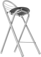 Tabouret de bar haut pliant noir argenté avec dossier et repose-pieds chaise de bar pour cuisine petit déjeuner