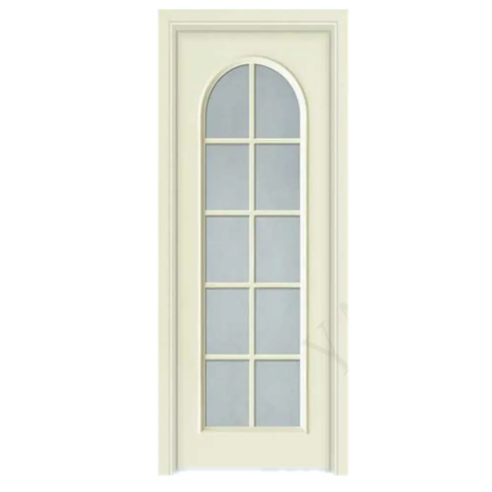 OEM/ODM french solid wooden door white bedroom door bathroom glass wooden door