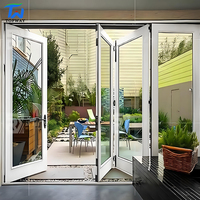 Puerta Plegable Exterior Resistente a Huracanes para Balcón de Villa, Puerta Plegable de Vidrio PVC