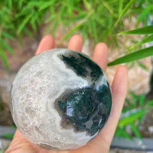 En çok satan yüksek kalite doğal <span class=keywords><strong>Moss</strong></span> akik küre kristal meditasyon yeşil cilalı kuvars topu halk el sanatları dekorasyon için - Product Image 5