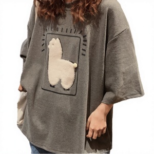 Camisa Larga para Mujer, Estilo Casual, Blanca, con Estampado de Ovejas, Transpirable y Holgada, Nueva Colección Verano 2025 - Product Image 3