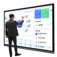 Tableau interactif intelligent 4K LCD de 75 pouces avec écran tactile, système Android 15 / Windows, pour l'école, l'étude, les enseignants, les conférences et les réunions en intérieur