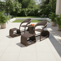 Ensemble de table à café et de chaises de jardin en rotin rond moderne de luxe avec structure en aluminium, résistant aux UV, pour salon