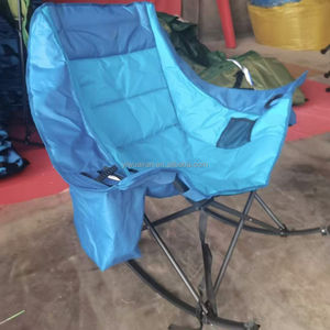 เก้าอี้โยกผ้าฝ้ายพับได้สองชั้นแบบพกพามีที่พิงหลังกระเป๋าข้างสำหรับตั้งแคมป์พักผ่อนกลางแจ้ง - Product Image 3