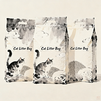 Sachet Doypack imprimé directement par le fabricant pour aliments pour chats, avec illustrations réalistes de chats, fermeture éclair refermable, pour 5 kg