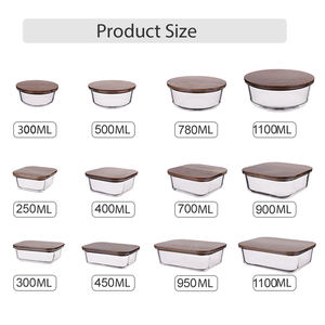 Новый набор стеклянных контейнеров для кухни 700 мл с крышкой из акации в микроволновой печи - Product Image 3