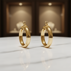 Orecchini a Cerchio in Oro E4434, Stile Classico per Uso Quotidiano, Gioielli Raffinati Unisex - Product Image 2