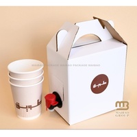 Boîte d'emballage de café en papier à emporter Custom1l 2l 3l 5l avec poignée Boîte de café à emporter 96oz Sac à bavoir pour vin dans une boîte Distributeur de café