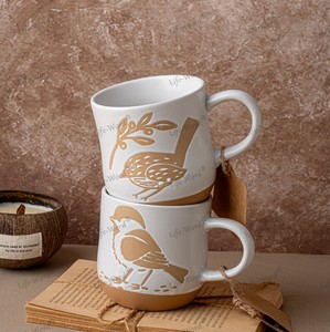 Taza de cerámica respetuosa con el medio ambiente personalizada <span class=keywords><strong>Graffiti</strong></span> pájaro desayuno <span class=keywords><strong>café</strong></span> Simple para <span class=keywords><strong>café</strong></span> con leche Taza de cerámica - Product Image 3