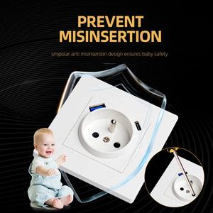 Prise murale française <span class=keywords><strong>2P</strong></span>+<span class=keywords><strong>T</strong></span> avec ports USB de charge rapide PD20W Type-A Type-C, conforme aux normes européennes, ignifuge, panneau <span class=keywords><strong>PC</strong></span> 86*86 - Product Image 4