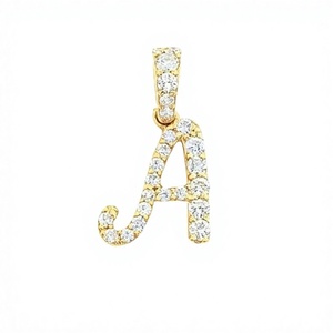 Collier avec pendentif en lettre initiale personnalisée tendance et mignonne, bijoux fins, or massif 10 carats, diamant naturel, pendentif pour fête - Product Image 1